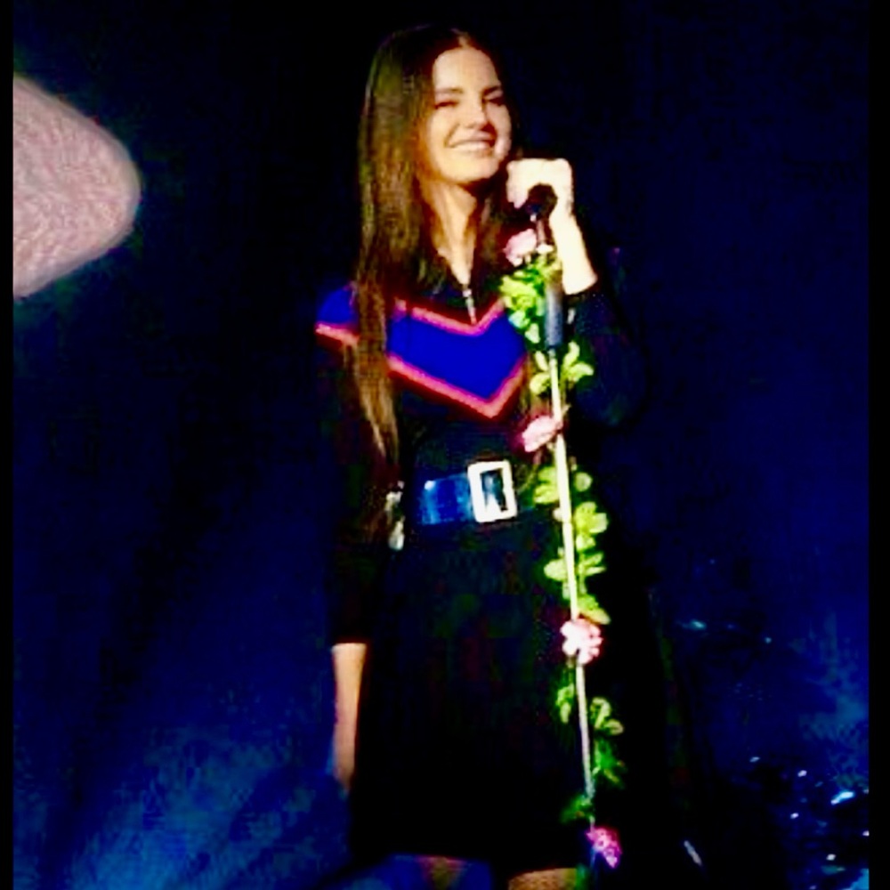 Rare LANA DEL REY Sandro Chevron Black Knit Dress (L) - Picture 11 of 14